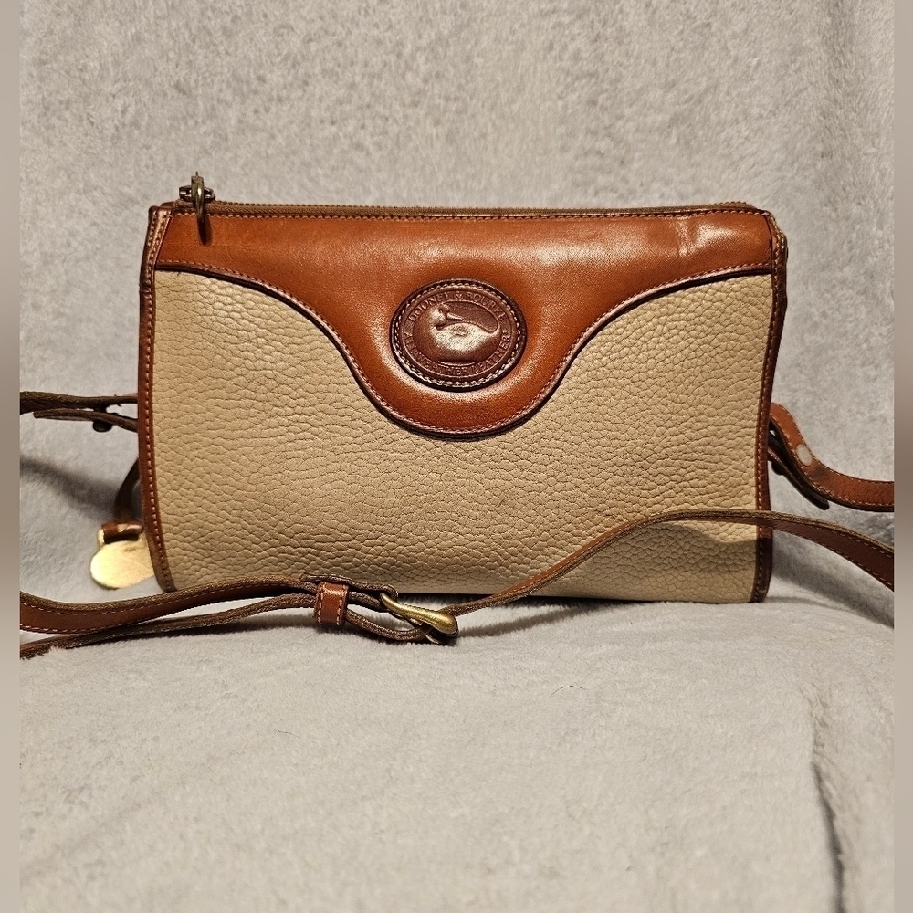 Dooney & Bourke Tan and Brown Pebbled Leather Crossbody